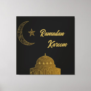 Guld och Black Lycklig Ramadan Kareem 2024 Canvastryck