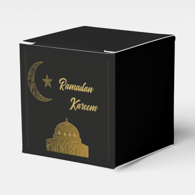 Guld och Black Lycklig Ramadan Kareem 2024 Presentaskar (Framsidan Sidan)