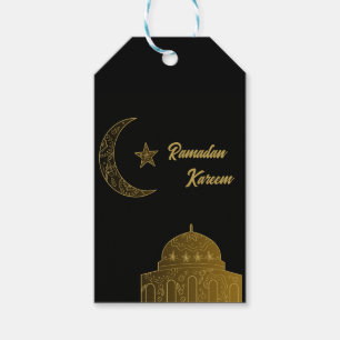 Guld och Black Lycklig Ramadan Kareem 2024 Presentetikett