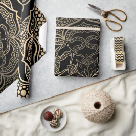 Guld och Black Mandala Art Boho Elegant jul Presentpapper