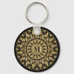 Guld och Black Mandala Nyckelring
