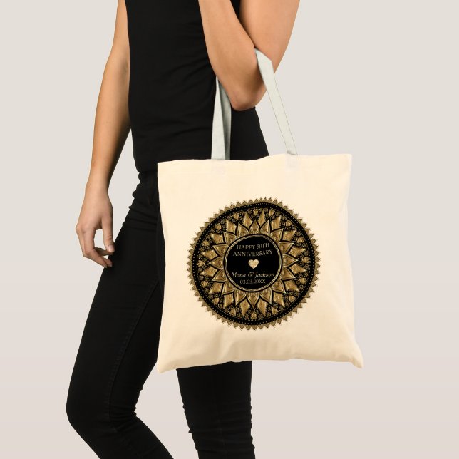 Guld och Black Mandala Tygkasse (Framsida (produkt))