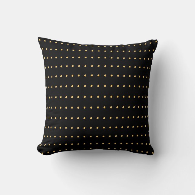 Guld och Black Modern Polka dots Mönster Kudde (Framsida)