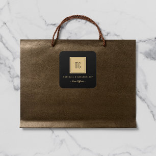 Guld och Black Monogram Business Stickers Fyrkantigt Klistermärke