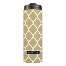 Guld och Black Moroccan Quatrefoil Monogram