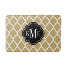 Guld och Black Moroccan Quatrefoil Monogram Badrumsmatta
