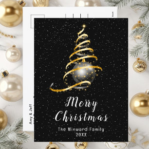 Guld och Black Ornament God jul Helg Vykort