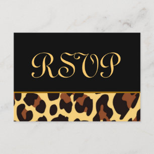 Guld och Black OSA Leopard Bröllop Kort