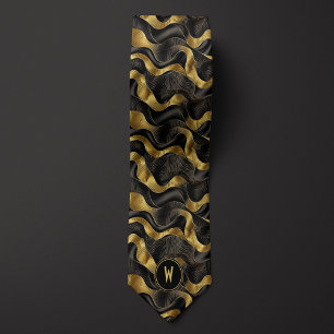 Guld och Black Ribbon Abstrakt Slips