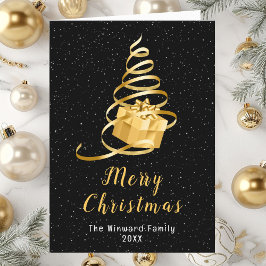 Guld och Black Ribbon Gift God jul Helgkort
