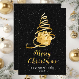Guld och Black Ribbon Gift God jul Julkort
