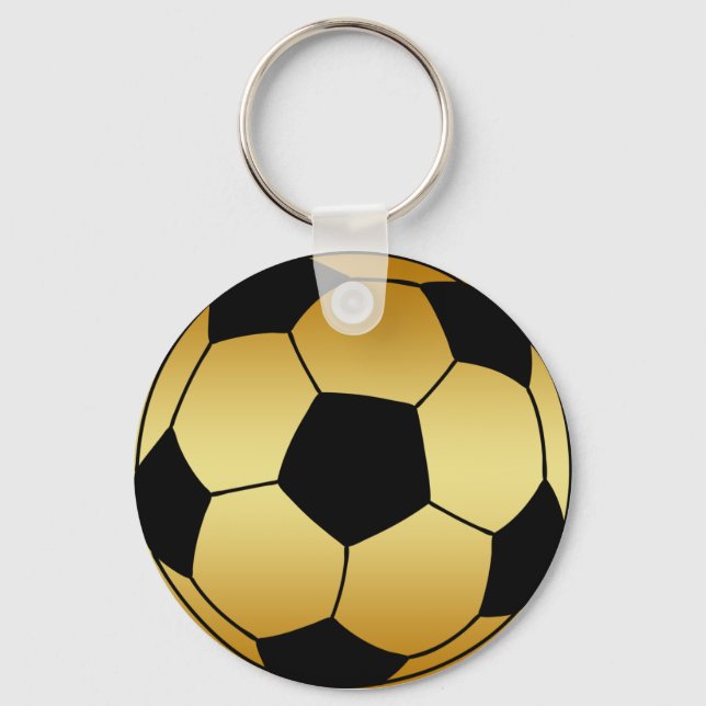 GULD OCH BLACK SOCCER BALL NYCKELRING (Framsida)