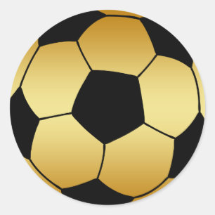 GULD OCH BLACK SOCCER BALL RUNT KLISTERMÄRKE