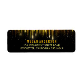 Guld och Black String Ljus Glitter Bröllop Returadress Etikett