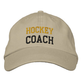 Guld och Black Text Hockey Coach Hat Broderad Keps