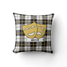 Guld och Black Theater Drama Icons Pillow