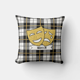 Guld och Black Theater Drama Icons Pillow Kudde