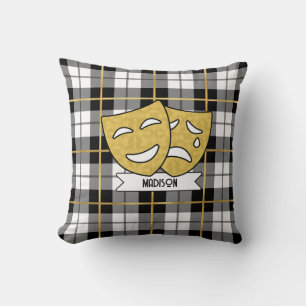 Guld och Black Theater Drama Icons Pillow Kudde