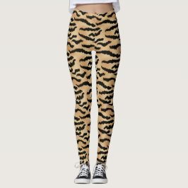 Guld och Black Tiger Print Animal Skin Leggings