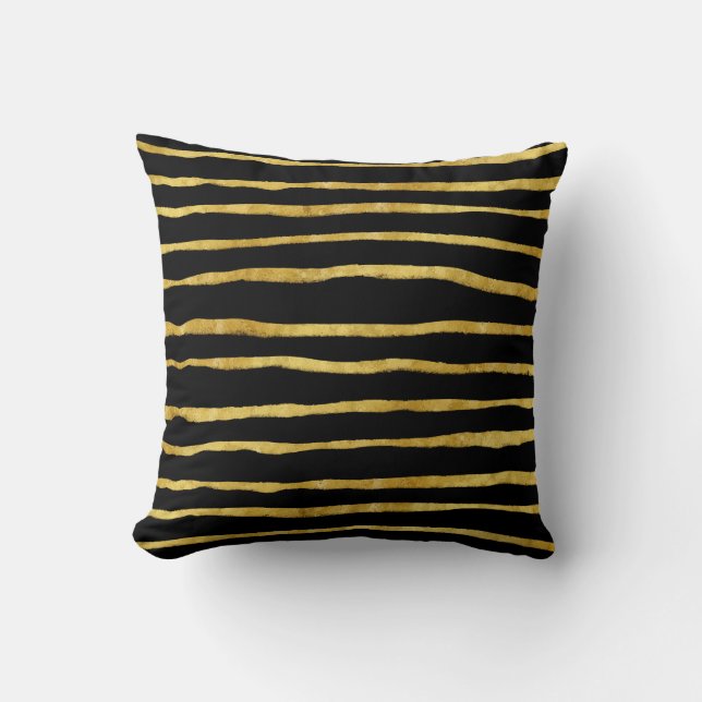 Guld och Black Torn Rand Faux Foil Metallic Kudde (Framsida)