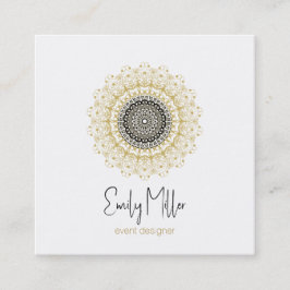 Guld och Black Tribal Mandala Square Business Fyrkantigt Visitkort