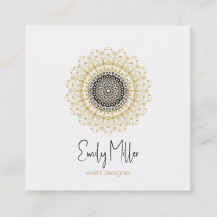Guld och Black Tribal Mandala Square Business Fyrkantigt Visitkort