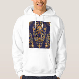 Guld och blått, blommigt, sömlöst mönster. hoodie