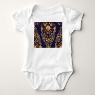 Guld och blått, blommigt, sömlöst mönster. t shirt