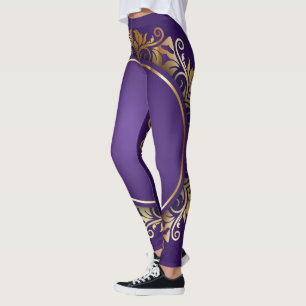 Guld- och blåttdamasker leggings