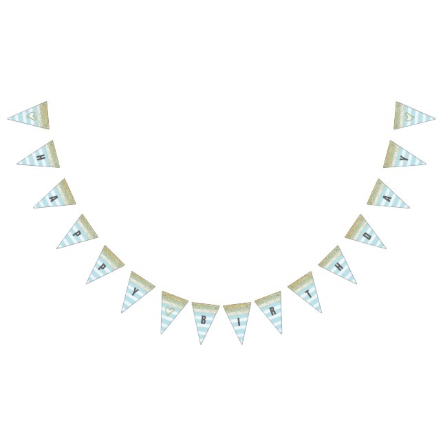 Guld- och blåttgrattis på födelsedagenbaner vimplar (Alla)