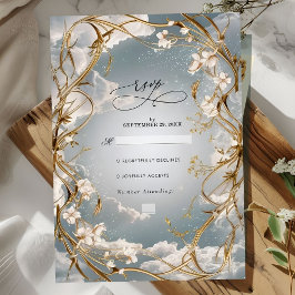 Guld och blommigt i östra Art nouveau och Bröllop OSA Kort