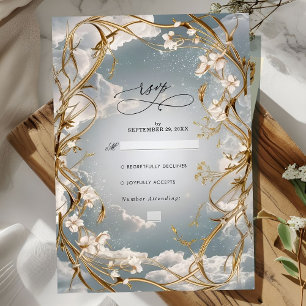 Guld och blommigt i östra Art nouveau och Bröllop OSA Kort