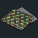 Guld och Blue Art Deco mönster Laptop Fodral<br><div class="desc">Guld och Blue Art Deco sömlös mönster på en utbytbar svart bakgrund.</div>