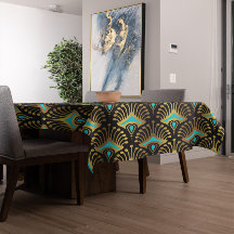Guld och Blue Art Deco mönster på svart
