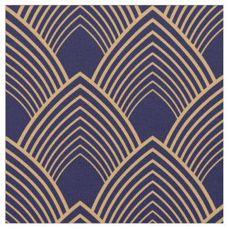 Guld och Blue Art Deco Mönster Tyg