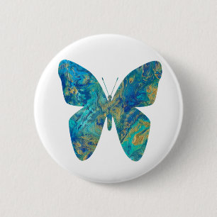 Guld och Blue Butterfly-Badge Knapp