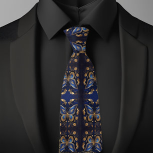 Guld och Blue Butterfly Mönster Slips