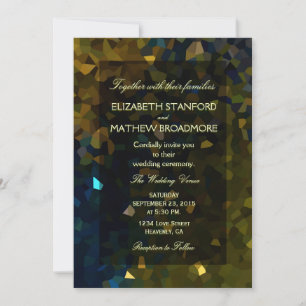 Guld och Blue Crystal Glitter Inbjudningar