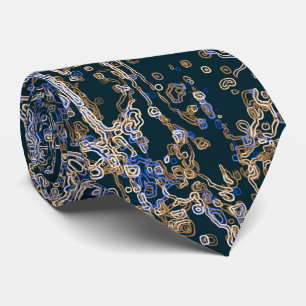 Guld och Blue Curvy Line Mönster Slips