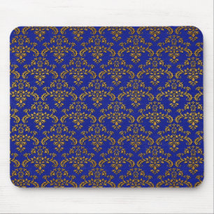 Guld och Blue Damask Musmatta