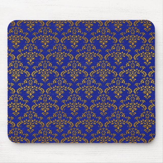 Guld och Blue Damask Musmatta (Framsidan)