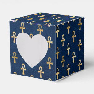 Guld och Blue Egyptian Ankh Mönster Presentaskar