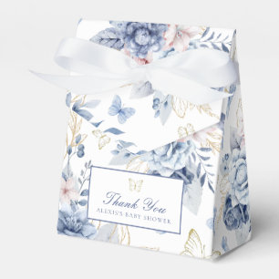 Guld och Blue Little Butterflies Boy Shower Presentaskar