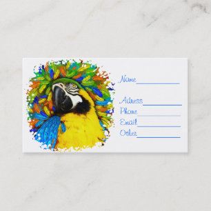 Guld och Blue Macaw Parrot Fantasy Business_Cards Visitkort