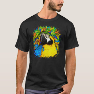 Guld och Blue Macaw Parrot Fantasy Mörk T_shirt Tröja