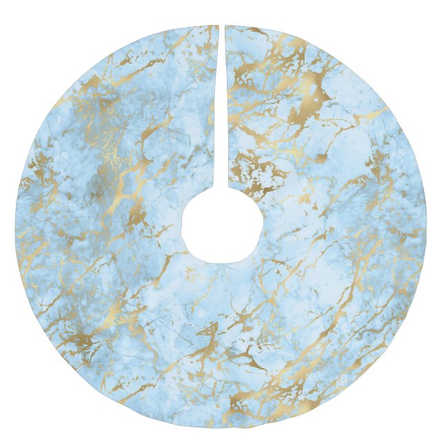 Guld och Blue Marble Julgransmatta Borstad Polyester (Framsidan)