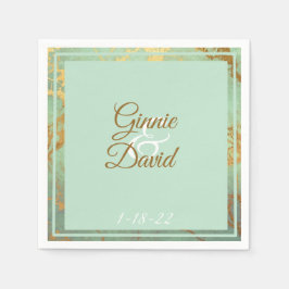 Guld och Blue Marble Ram Bröllop Napkin Pappersservett