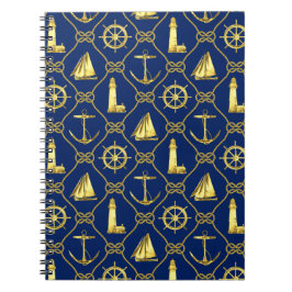 Guld och Blue Nautical Writing Journal Anteckningsbok