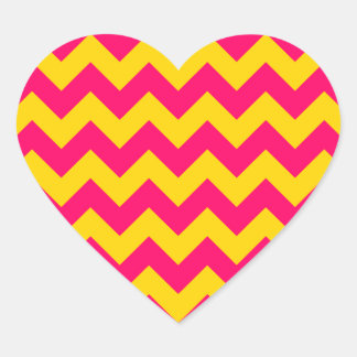 Guld och Bright Rosa Zigzag Hjärtformat Klistermärke
