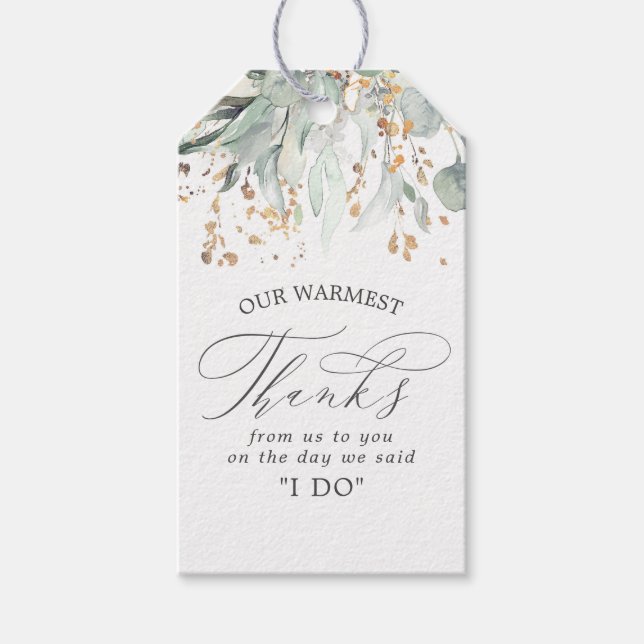 Guld och Bröllop Tack Presentetikett (Framsidan)